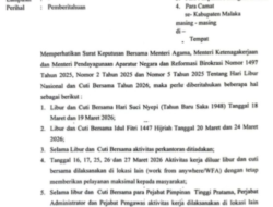 Pemkab Malaka Tetapkan Jadwal Libur Nyepi dan Idul Fitri 2026, ASN Terapkan WFA !! Ini Jadwalnya….