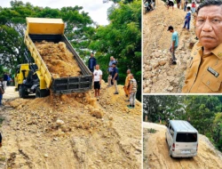 Dinas PUPR Malaka Timbun Jalan Longsor di Kilometer 10 Lotas Rinhat, Akses Betun Rinhat Kembali Diperkuat