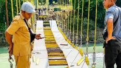 Bukti Nyata Program Kerja SBS-HMS, Jembatan Gantung Numbei hampir rampung, Kampung Numbei segera lepas dari isolasi